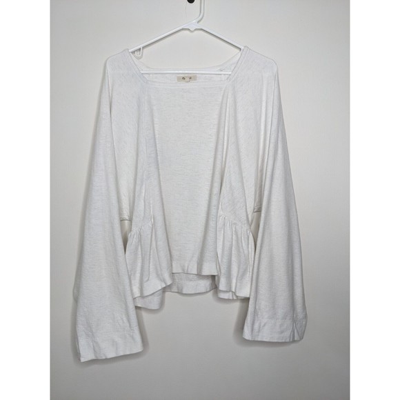Madewell Tops - Madewell Women's Long Sleeve Modern Flare Hem Shirt White Size XL Square Neck